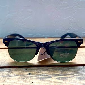 Vintage Style Half Frame Sunglasses Tortoise/Green NWT. UV 400 Sun Protection.